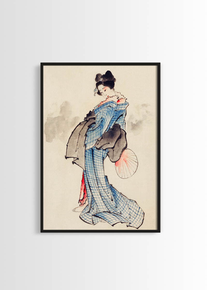 Katsushika Hokusai - woman wearing kimono poster