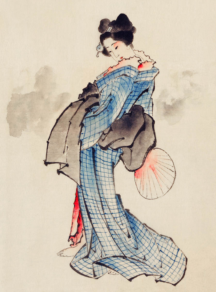 Katsushika Hokusai - woman wearing kimono poster